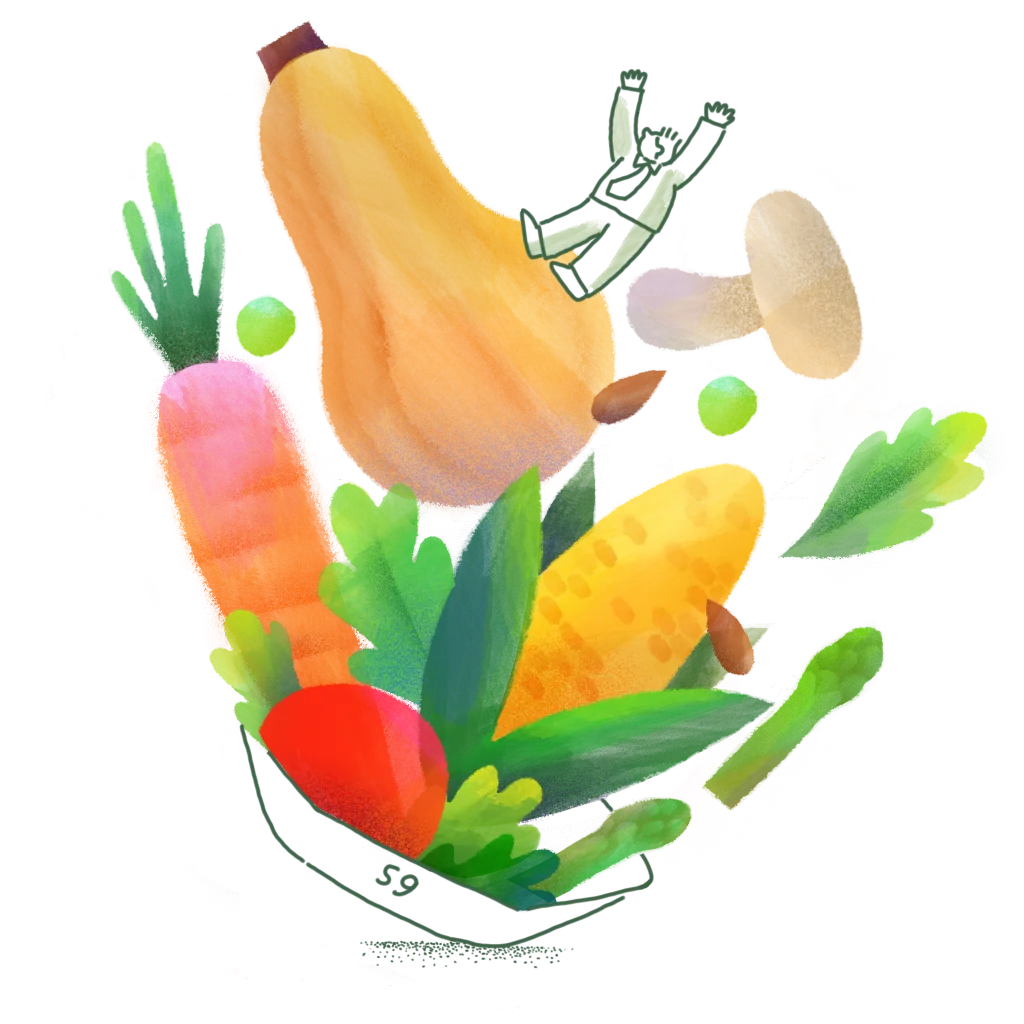 Sweetgreen illustration of seasonal produce